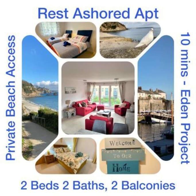 Stunning Apartment, Balconies, Private Beach, Coast Path Charlestown (Cornwall) Exteriér fotografie